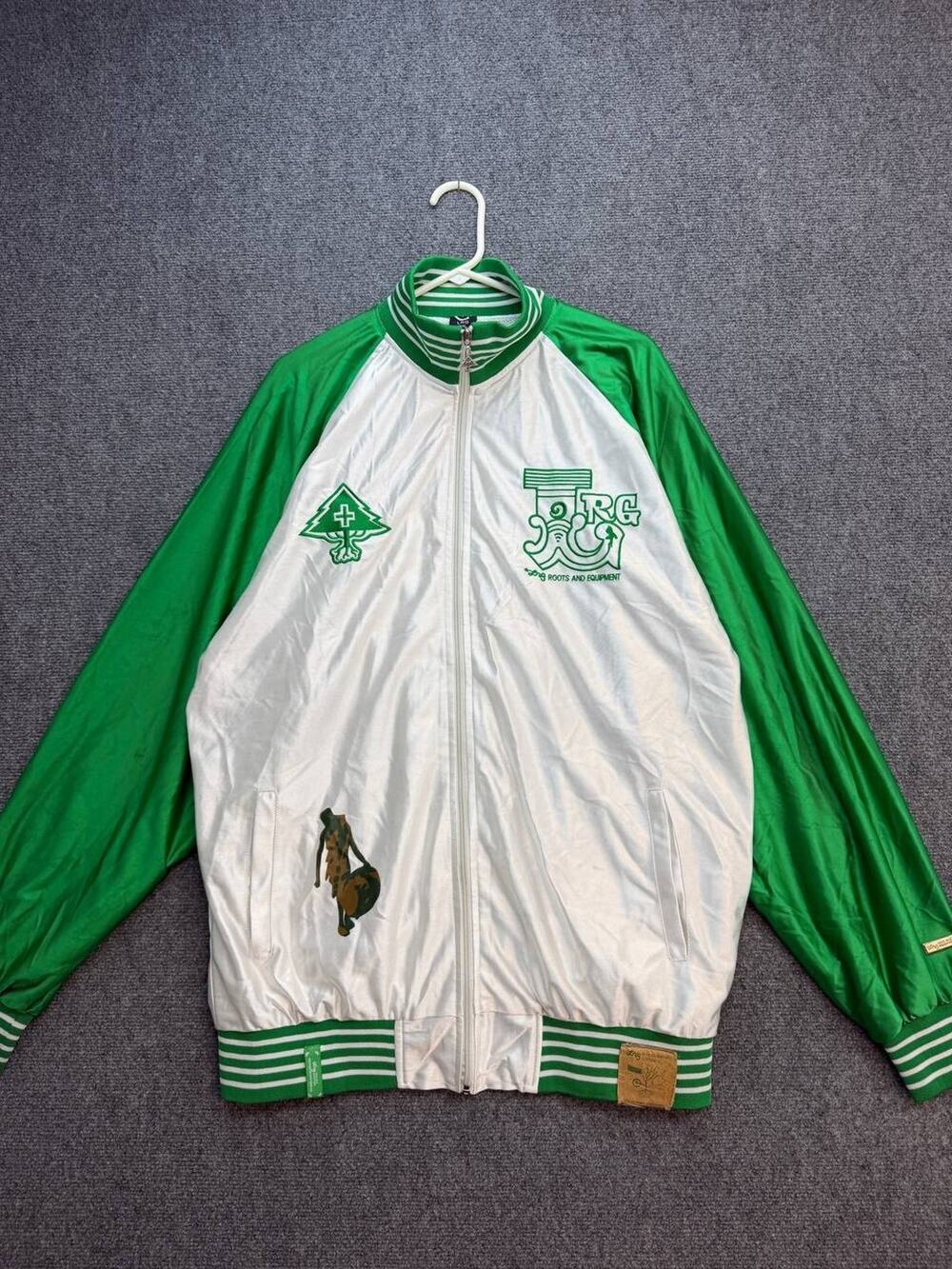 Y2K LRG Roots and Equipment Men’s 3XL Green White Full Zip Track Jacket